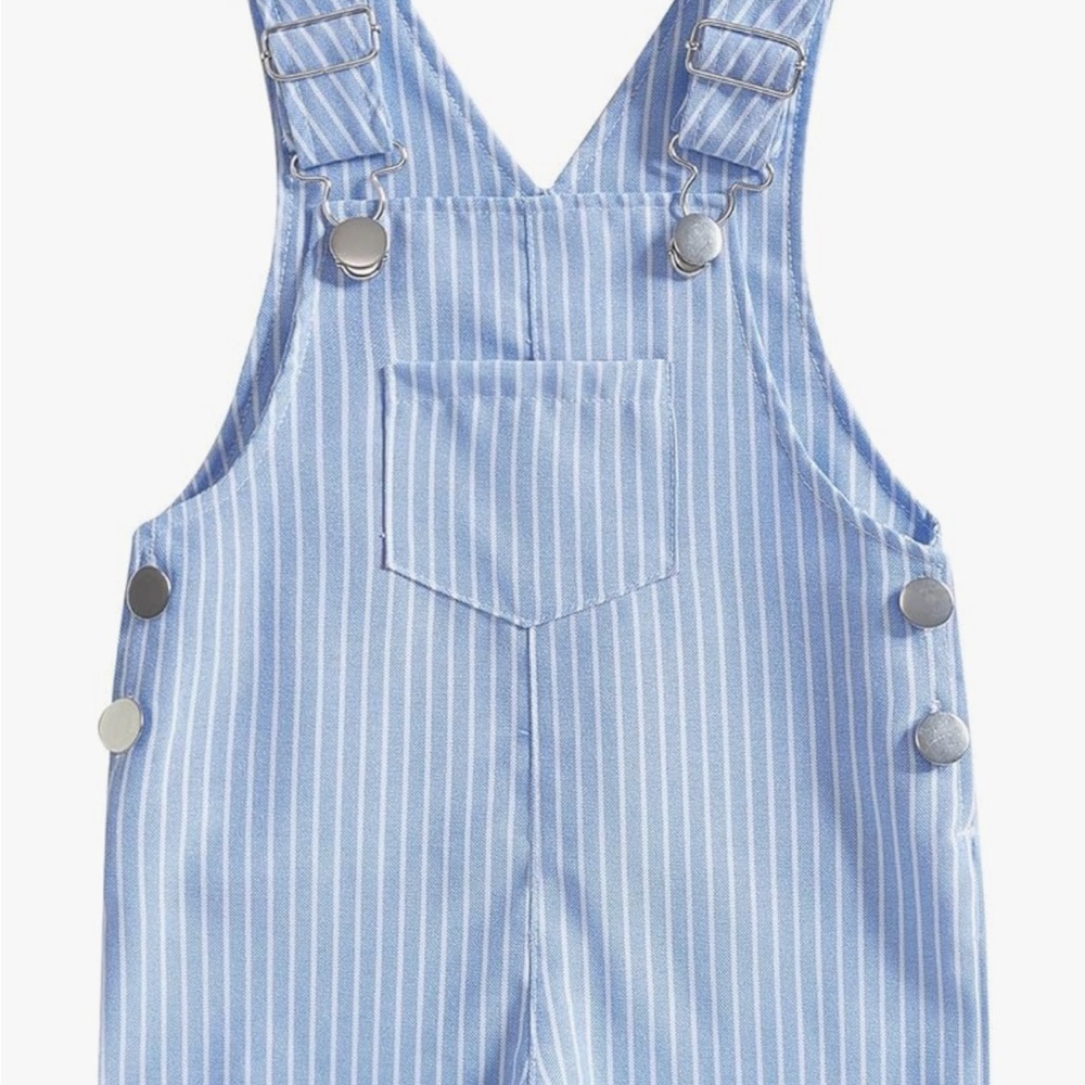 Blue Striped Kids Overalls